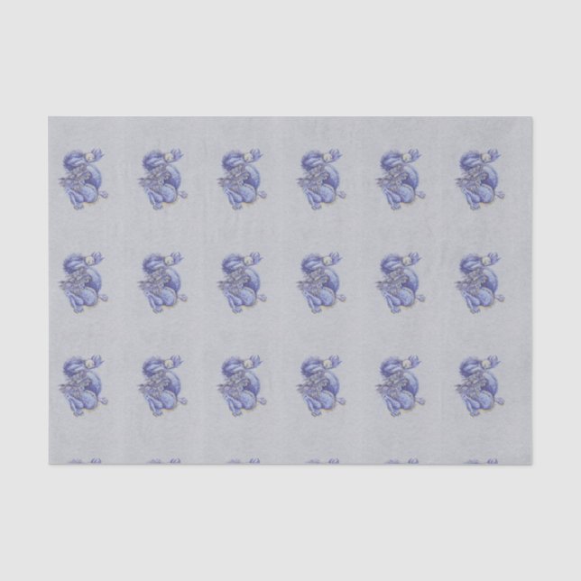 Papier Mousseline Dragon bleu (Recto)