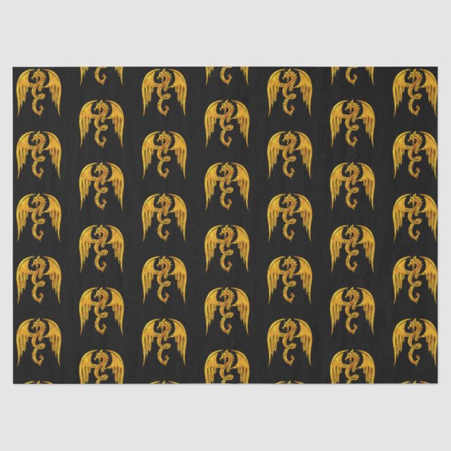 Papier Mousseline Dragon de Gold et Black Mythical (Recto)