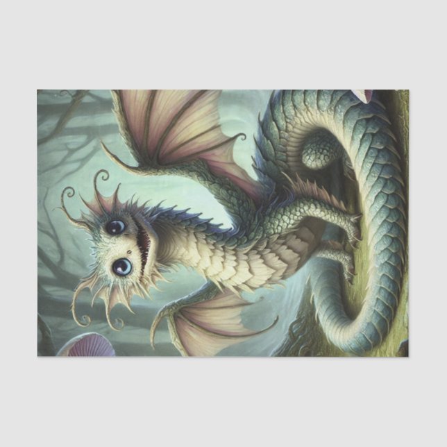 Papier Mousseline Dragon Jabberwocky Cute Imaginaire Créature Art (Recto)