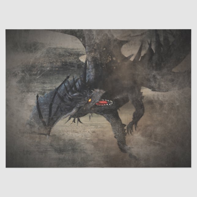 Papier Mousseline Dragon noir (Recto)