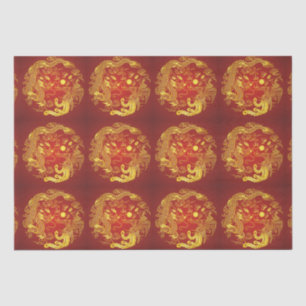 Papier Mousseline Dragon Rouge Phénix Doré Cadeau de Mariage Chinois