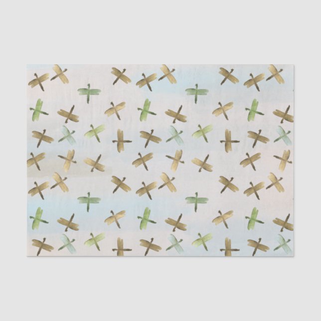 Papier Mousseline Dragonflies d'aquarelle or (Recto)