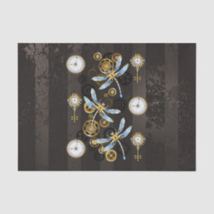 Papier Mousseline Dragonflies de Steampunk sur arrière - plan rayé b