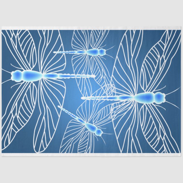 Papier Mousseline Dragonfly Aqua Dragonflies Decoupage (Recto)