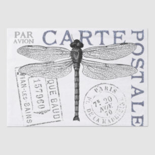 Papier Mousseline Dragonfly Carte Postale Français Postmark Decoupag