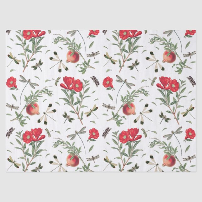 Papier Mousseline Dragonlies et grenades Motif Découpage (Recto)