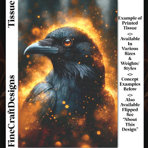 Papier Mousseline Dramatique Incandescent Corbeau Noir Corneille DF3