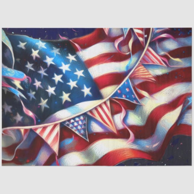 Papier Mousseline Drapeau américain avec Bunting Patriotic (Recto)