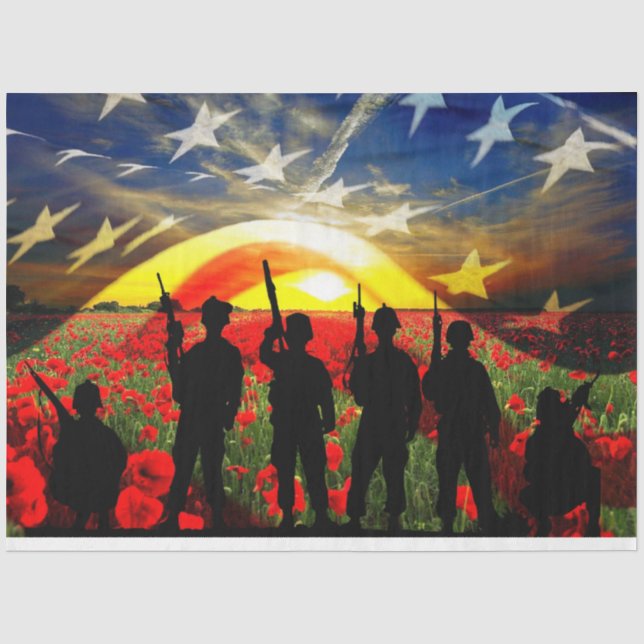 Papier Mousseline Drapeau américain des soldats patriotiques (Recto)