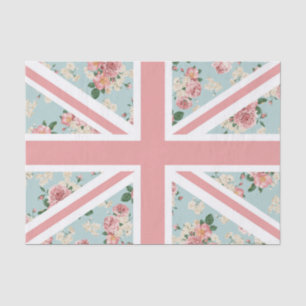 Papier Mousseline Drapeau anglais d'Union Jack de roses