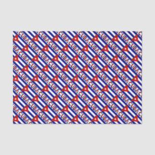 Papier Mousseline Drapeau cubain avec Cuba et des bandes bleu foncé