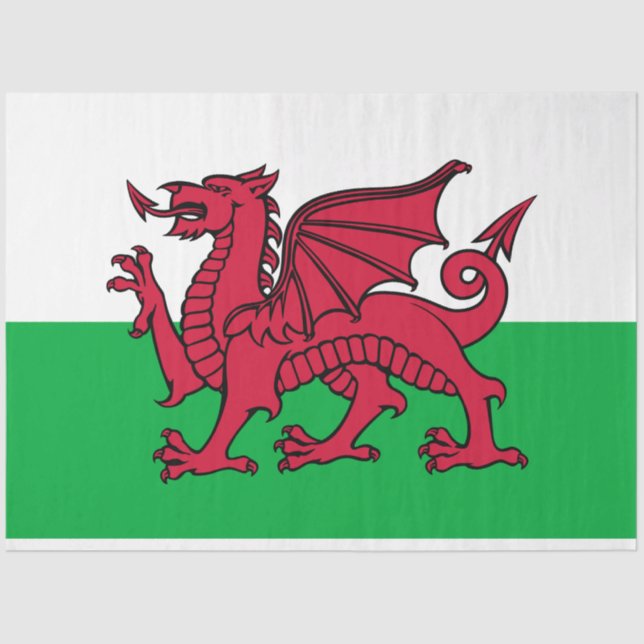 Papier Mousseline Drapeau de dragon au Pays de Galles, Drapeau natio (Recto)