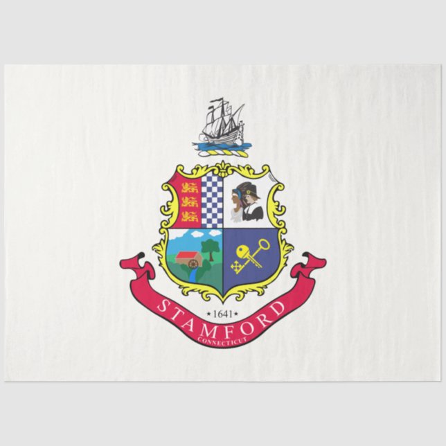 Papier Mousseline Drapeau de Stamford (Connecticut) (Recto)