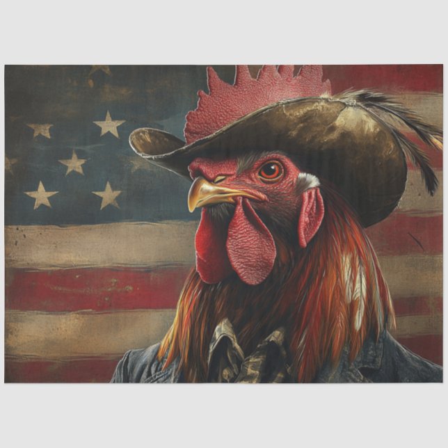 Papier Mousseline Drapeau du coq patriotique Decoupage (Recto)