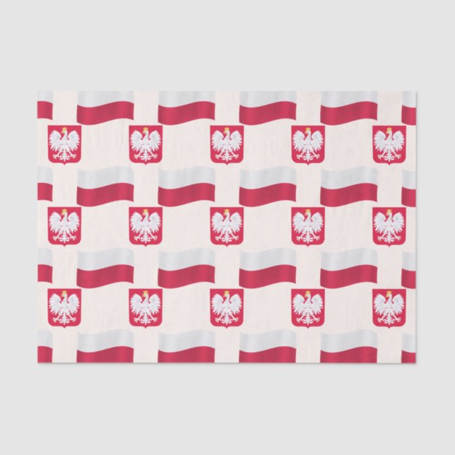 Papier Mousseline Drapeau et crête Pologne (Recto)