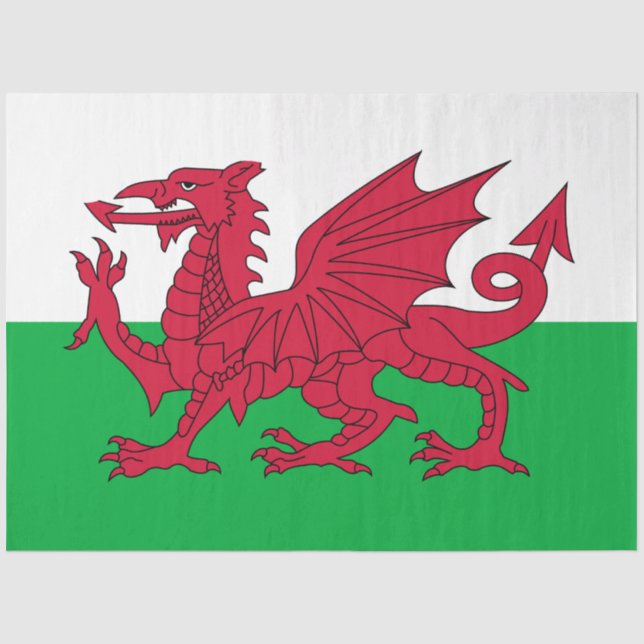 Papier Mousseline Drapeau gallois (Pays de Galles) (Dragon gallois) (Recto)