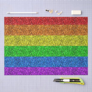 Papier Mousseline Drapeau LGBT coeur arc-en-ciel scintille mariage g