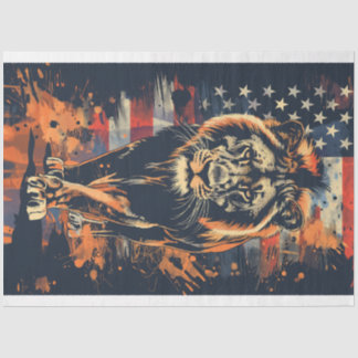 Papier Mousseline Drapeau Lion et américain