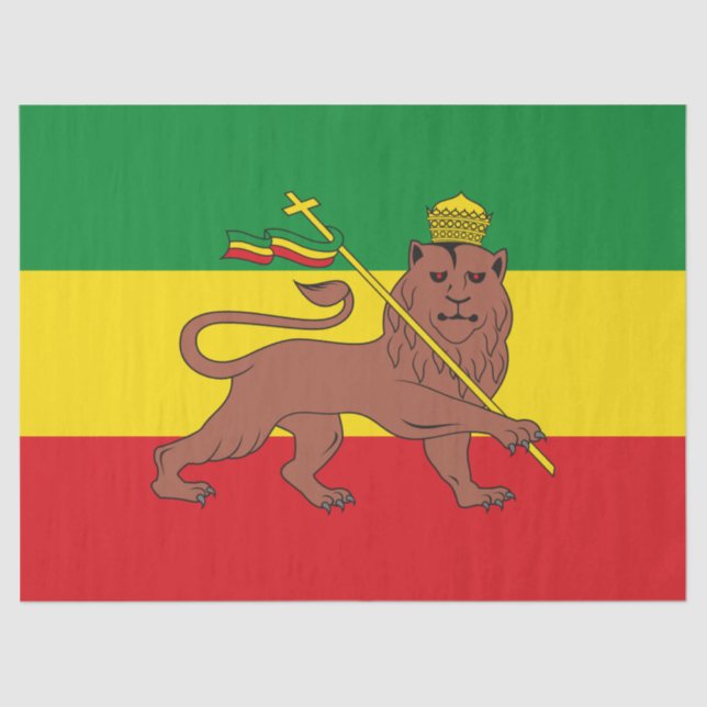 Papier Mousseline Drapeau rastafarien d'Ethiopie Lion de Juda (Recto)