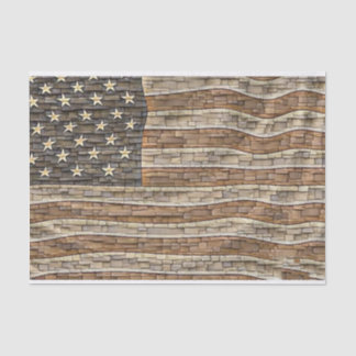 Papier Mousseline Drapeau vintage Patriotique USA sur mur de pierre