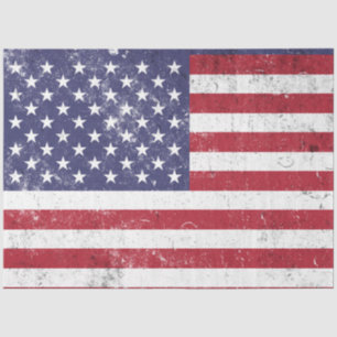 Papier Mousseline Drapeau vintage USA Patriotique Américain Rouge Bl