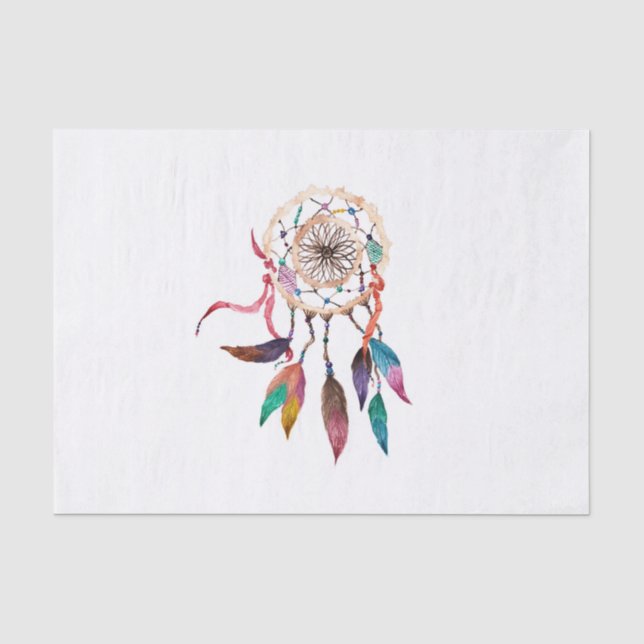 Papier Mousseline Dreamcatcher de Bohème en peinture vibrante (Recto)