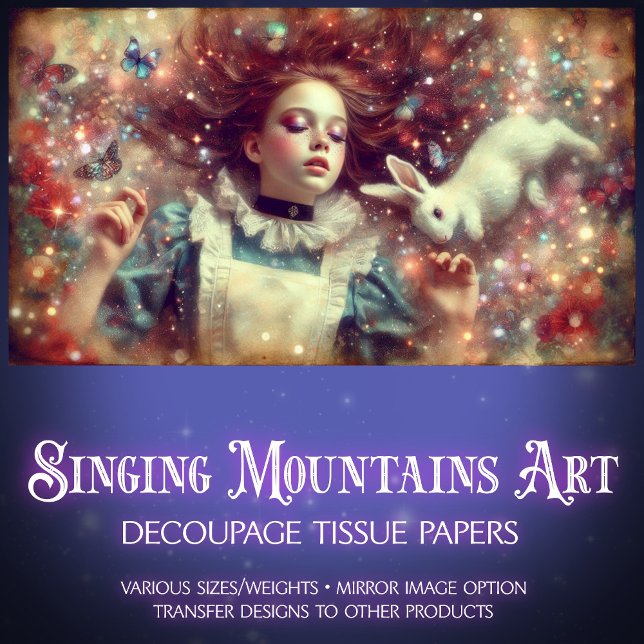 Papier Mousseline Dreams In Wonderland Alice Fantasy Art Decoupage (Créateur téléchargé)