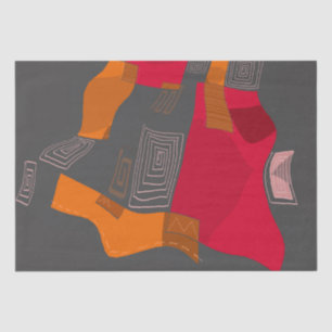 Papier Mousseline Dreamy Egyptian Collage - Red Orange Grey
