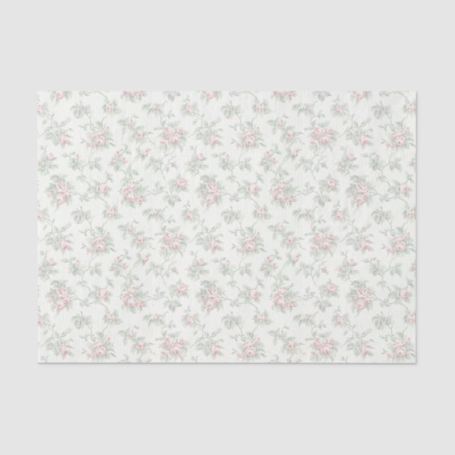 Papier Mousseline Dreamy Rose Floral Stripe Découpage Vert Romantiqu (Recto)