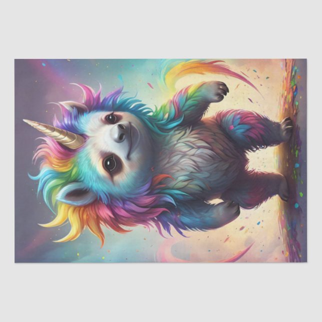 Papier Mousseline Dreamy Slothicorn : Un Imaginaire Rainbow Baby, (Recto)