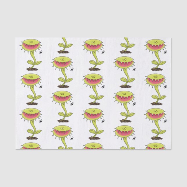 Papier Mousseline Drôle carnivore Vénus piège à mouches plante dessi (Recto)