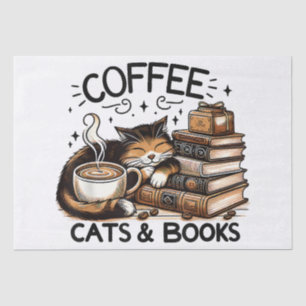 Papier Mousseline Drôle Cute Coffee Cats Livres Lover Idea Cadeau Fe