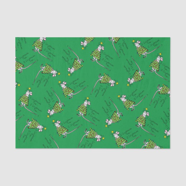 Papier Mousseline Drôle Noël mignon Souris Arbre Cartoon (Recto)