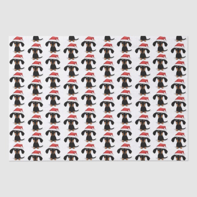 Papier Mousseline Drôle Père Noël Dachshunds mignon Wiener Chien Noë (Recto)