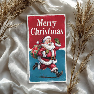Papier Mousseline Drôle Père Noël Vintage avec cadeau de Noël