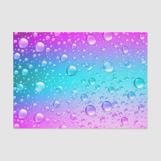 Papier Mousseline Droplets d'eau pourpre et bleu d'Aqua (Recto)