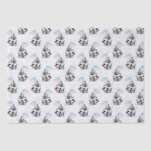Papier Mousseline Dusty Blue & Pink Alice in Wonderland Baby shower (Recto)