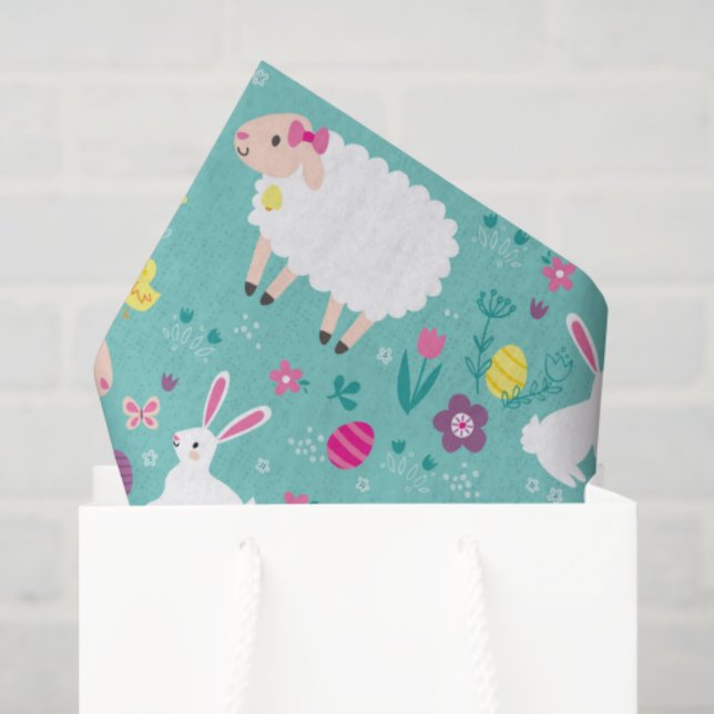 Papier Mousseline Easter Lambs (Sac cadeau)