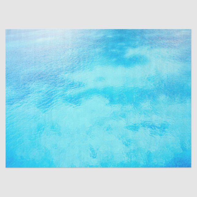 Papier Mousseline Eaux caraïbes bleu turquoise (Recto)