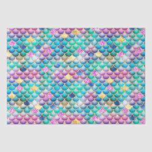 Papier Mousseline Écaille de sirène en feuille ombrée arc-en-ciel et