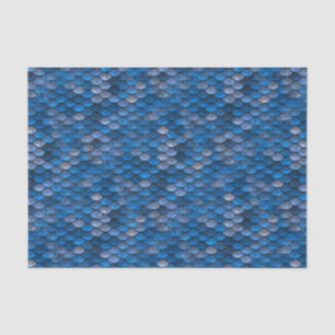 Papier Mousseline Échelle bleue et argentée azurée de dragon de