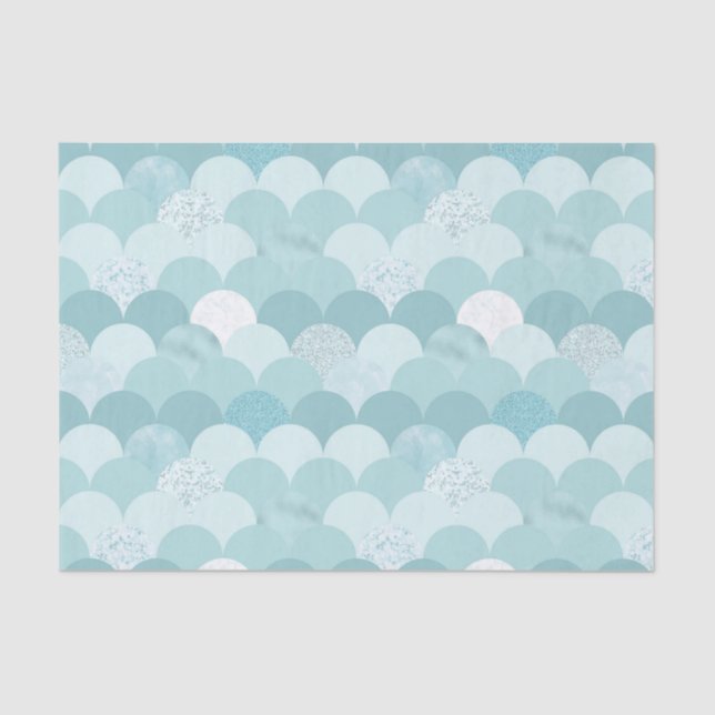 Papier Mousseline Échelle de sirène bleu cyan (Recto)