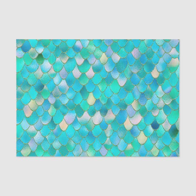 Papier Mousseline Échelles turquoises de sirène en métal de parties (Recto)