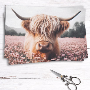 Papier Mousseline Écossais Highland Vache Fleur sauvage terrain déro
