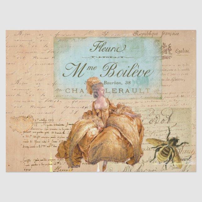 Papier Mousseline Écriture manuscrite vintage d'abeilles (Recto)