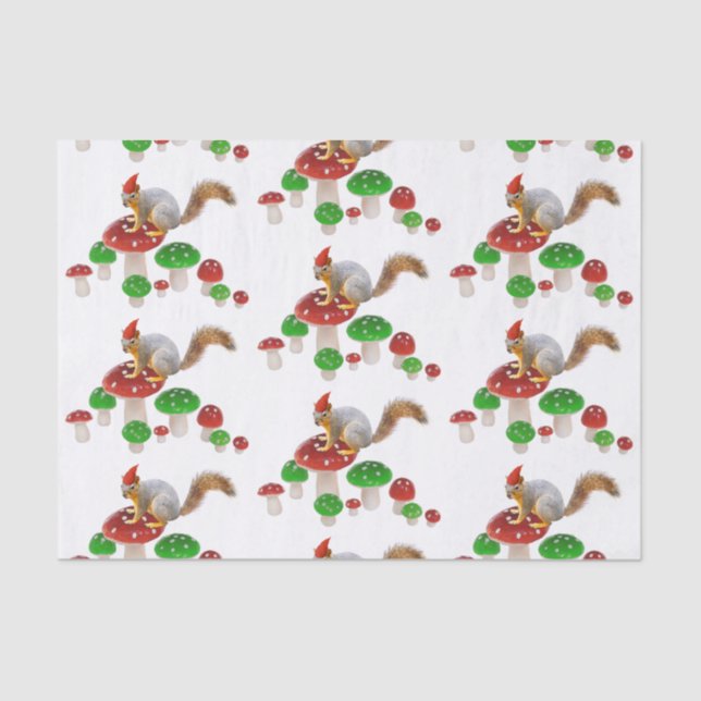 Papier Mousseline Écureuil aux champignons Papier de tissus (Recto)