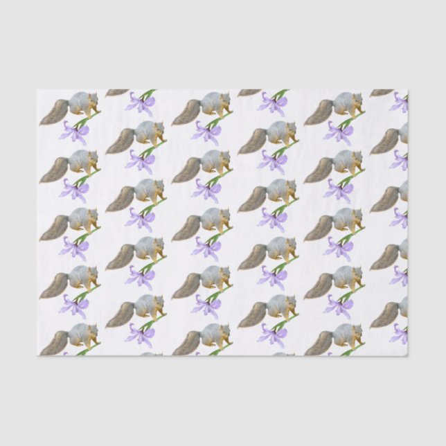 Papier Mousseline Écureuil avec papier Tissu Iris