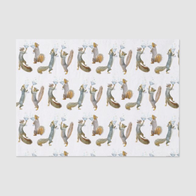 Papier Mousseline Écureuils avec papier de tissus martiniquais (Recto)