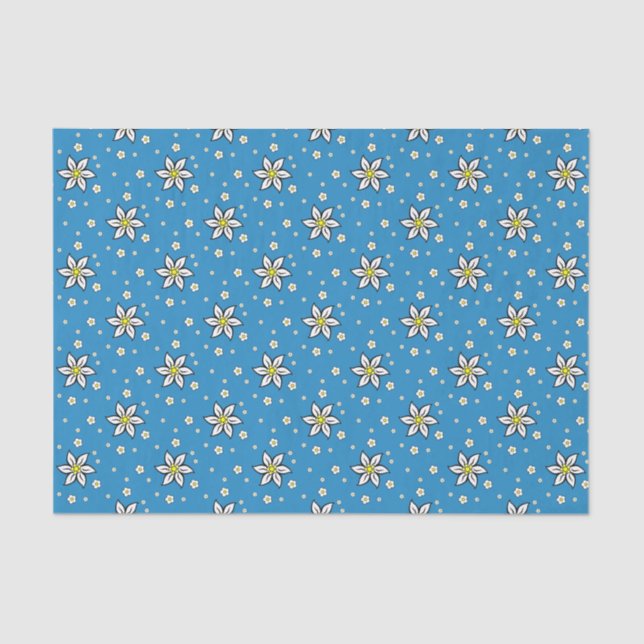 Papier Mousseline Edelweiss sur Blue (Recto)