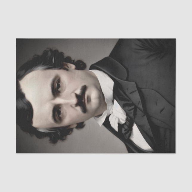 Papier Mousseline Edgar Allan Poe Portrait original (Recto)